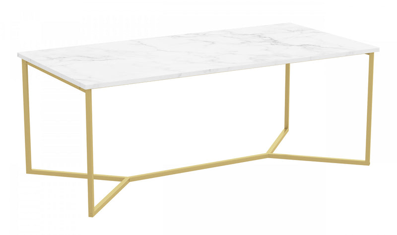 Table à café de 44 po - marbre avec métal doré