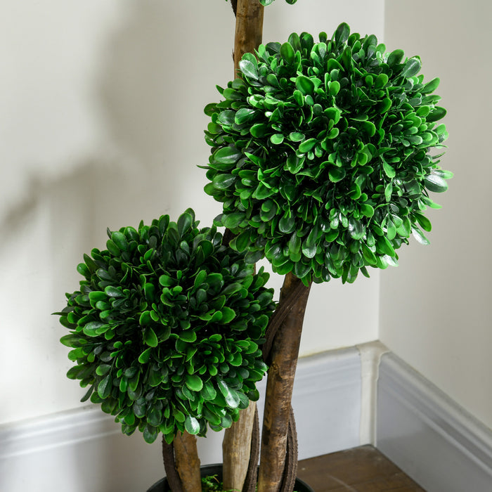 HOMCOM Arbre Artificiel de 3pi, Trois Boules de Buis