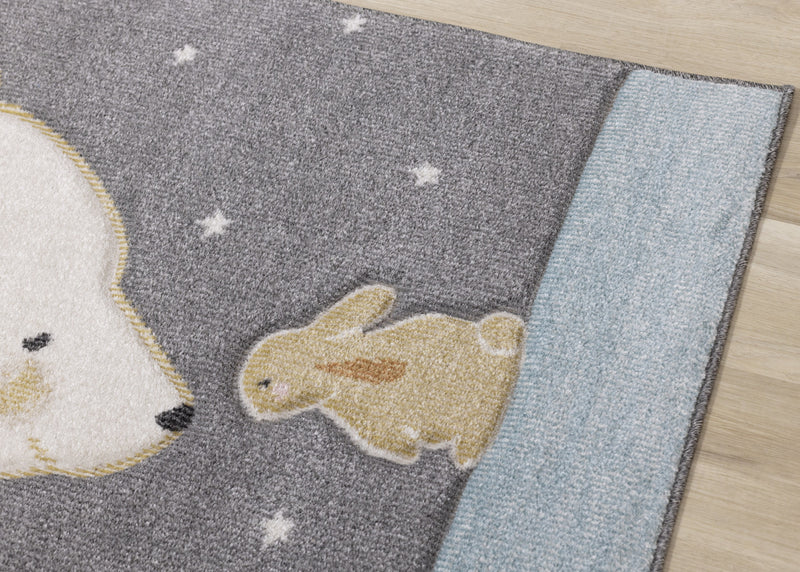 Carpette à motif d’ours polaire avec lapin pour enfants - 5 pi 3 po x 7 pi 7 po