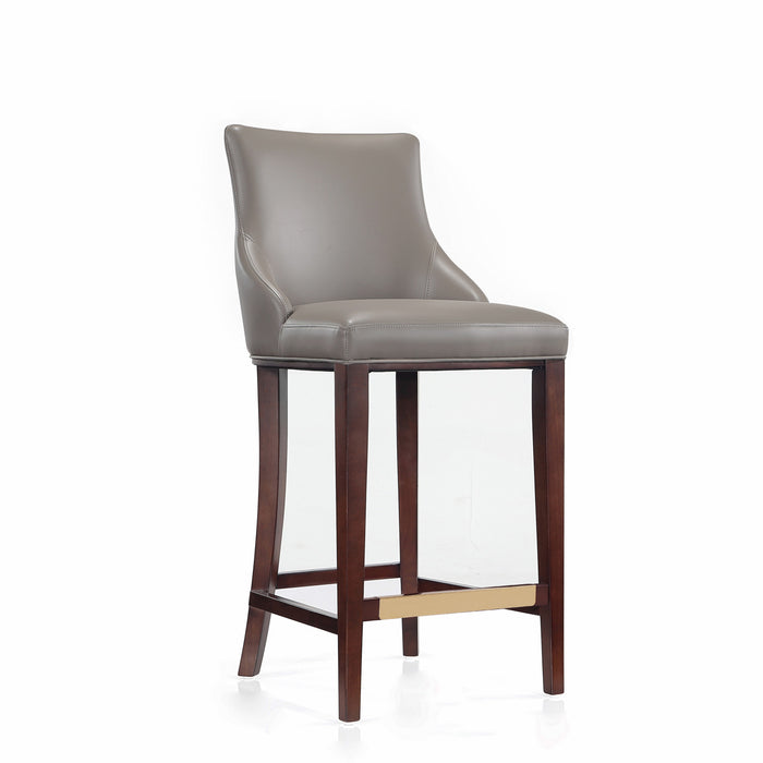 Tabouret de bar moderne en bois Shubert avec revetement en taupe fonce - Lot de 3