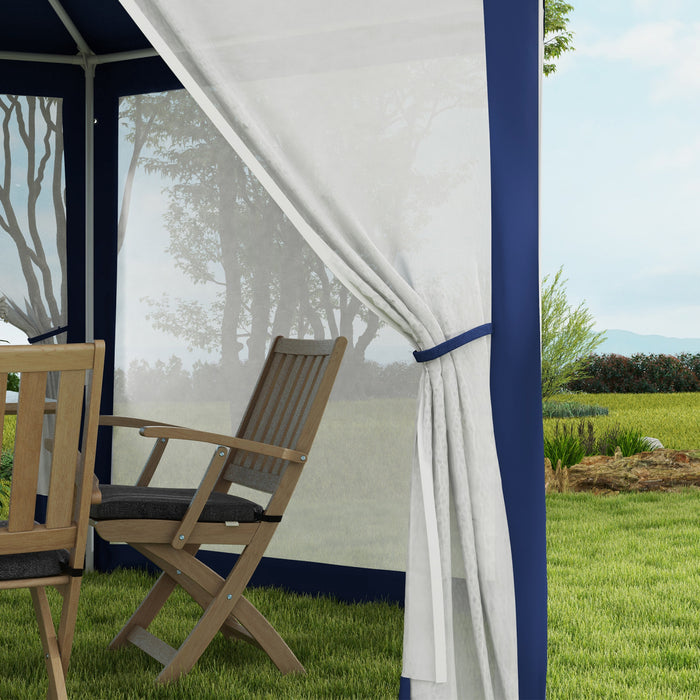 Outsunny Tente Tonnelle De Patio Hexagonale, Bleu