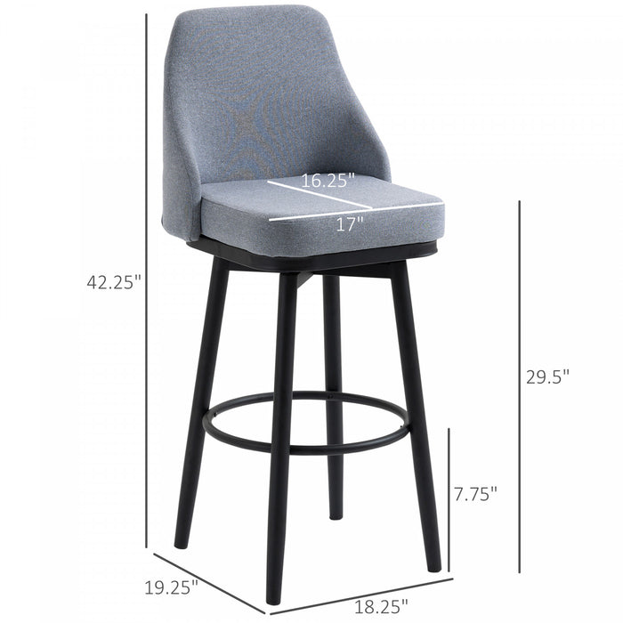 HOMCOM 2 Tabourets de Bar 360° Pivotants Pieds Gris