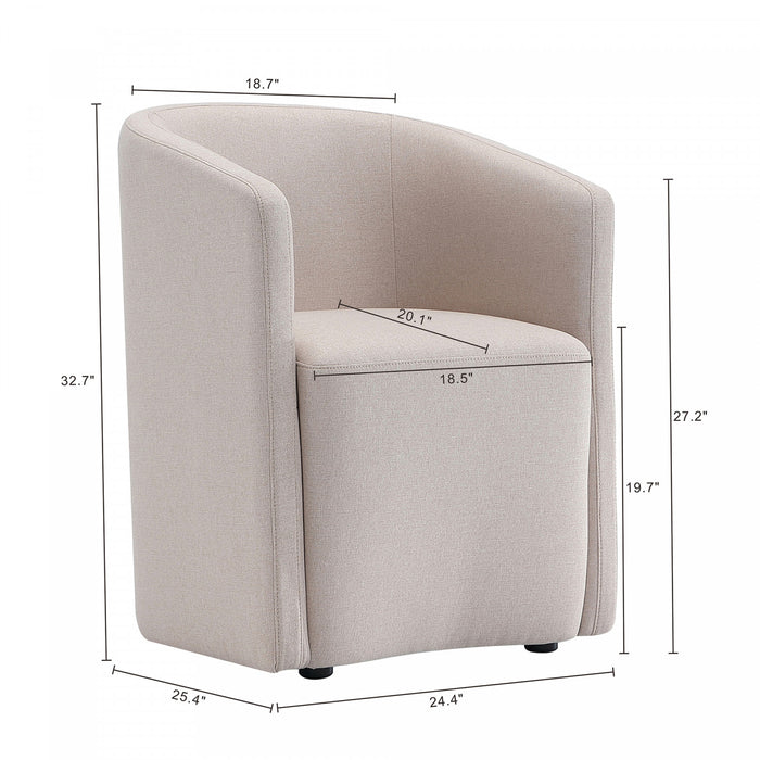 Fauteuil contemporain moderne Hearth en tissu avec accoudoirs, coloris orge