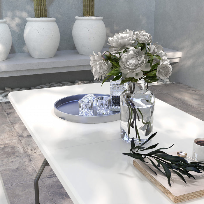 Outsunny Ensemble De Table De Pique-nique En Pehd Pour 6 Personnes, Blanc