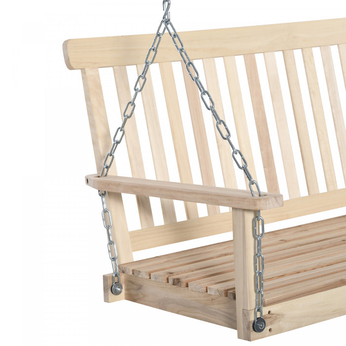 Outsunny Banc Suspendu 2 Places Exterieur 2 Chaines Suspension Incluses Assise Et Dossier A Lattes Bois De Sapin Naturel