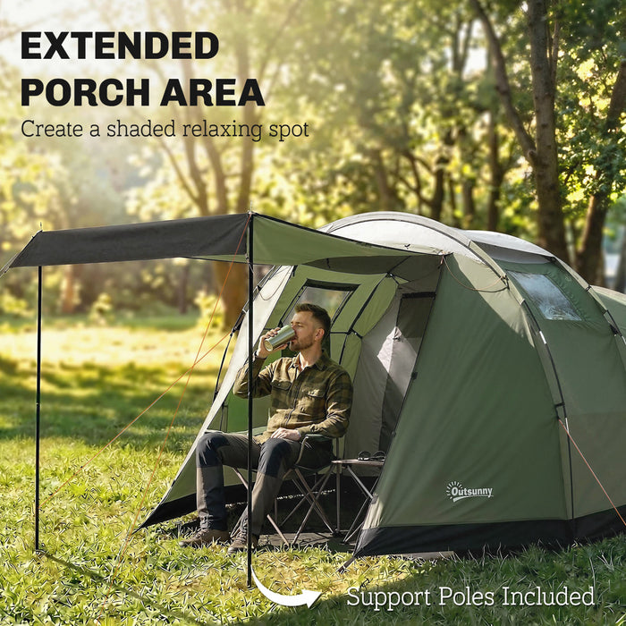 Outsunny Tente de Camping avec Bache de Pluie, Impermeable pour 3-4 Personnes, Vert