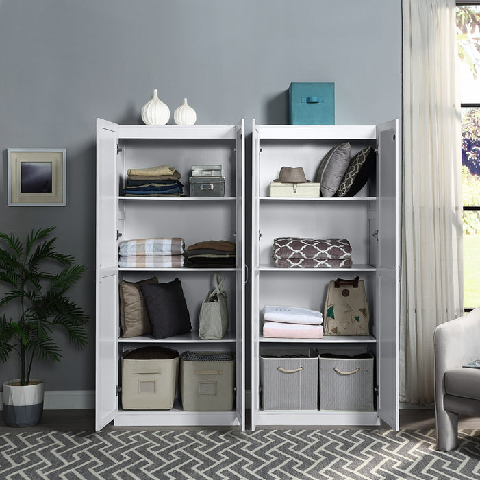 Armoire de rangement moderne Hopkins 30\" en blanc (4 etageres) - Lot de 2