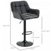 HOMCOM Adjustable Bar Stools Set of 2, Swivel Tufted Fabric Barstools