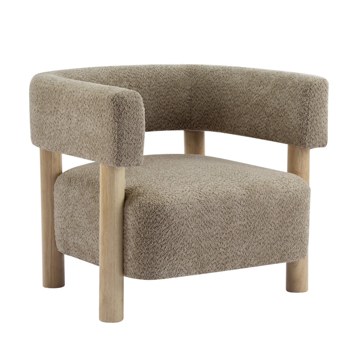 Evelyn Fauteuil d’appoint avec assise confortable et revetement en boucle, camel clair
