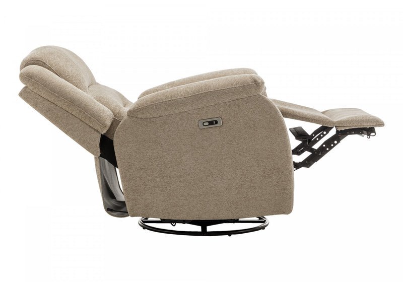Grand Fauteuil Rembourre Inclinable, Port Usb Inclus, Tissu Beige, Transitionnel