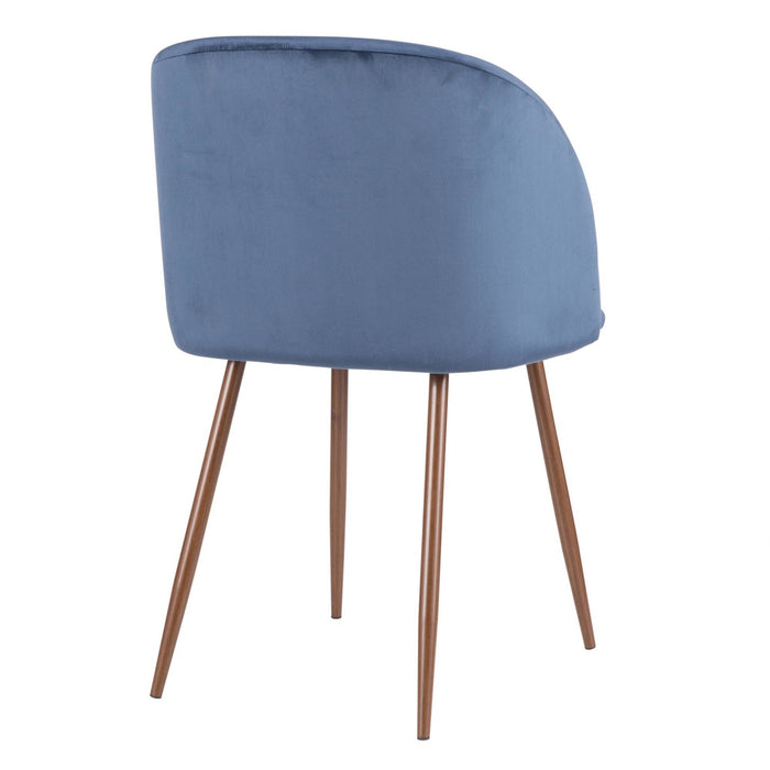 Chaise de salle à manger contemporaine Fran en velours bleu - ensemble de 2