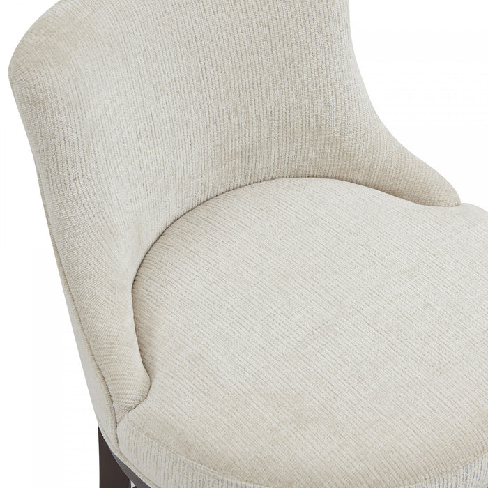 Tabouret de comptoir moderne en bois Lucia avec assise en chenille, finition naturelle