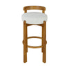 Elise Modern Round Seat Rubberwood Bar Stool Set of 2 with Curved Back Support and Sherpa Upholstery,Ivory | Elise – Lot de 2 tabourets de bar modernes a assise ronde en bois d’hevea avec dossier incurve de soutien et revetement en sherpa, couleur ivoire