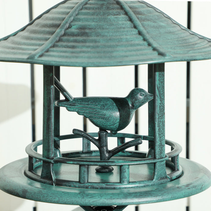 Outsunny Bain d'oiseaux de jardin 3-en-1 avec piedestal et mangeoire, vert