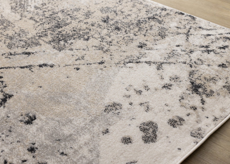Tapis Sophie a motif d'eclaboussures de peinture grises, beiges, noires et blanches, 7'10\" x 10'6\"