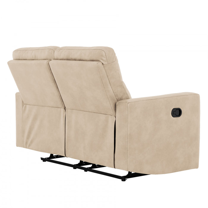 Causeuse inclinable manuelle Denton de 57 po en similicuir - Taupe