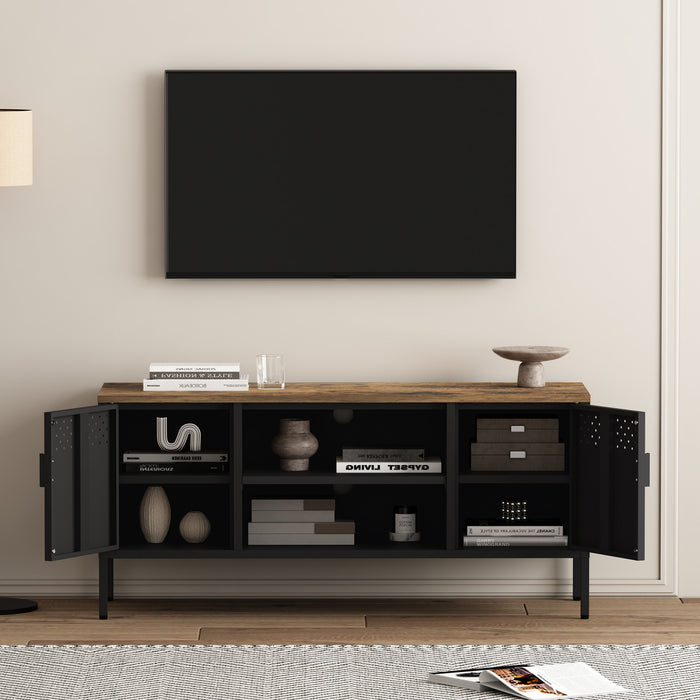 Armoire de rangement moderne Landen 47\" en metal, coloris noir
