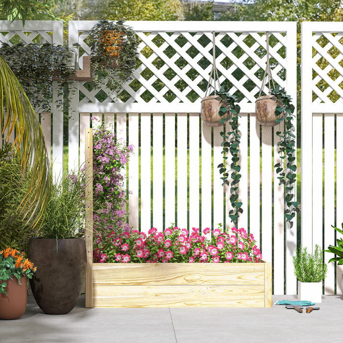 Outsunny Jardiniere Surelevee En Bois, Jardiniere Avec Treillis, Naturel