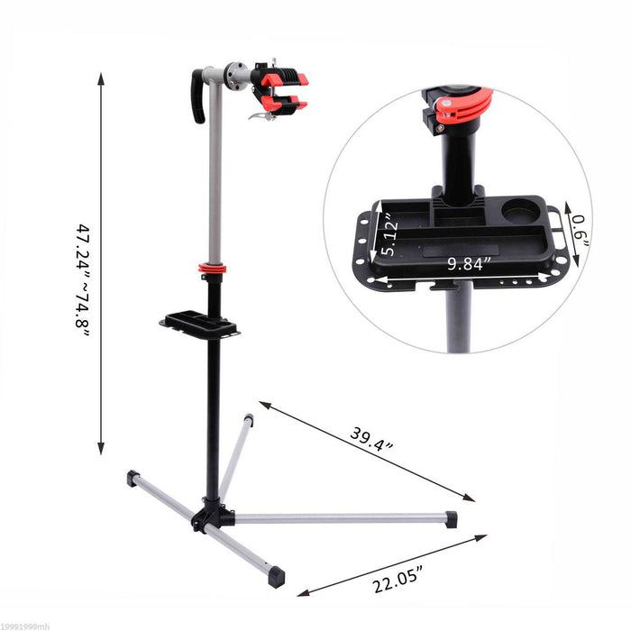 Homcom Pied D'atelier Velo Reparation Support Pied De Montage Pivotant 360Ḟ Hauteur Reglable Argent