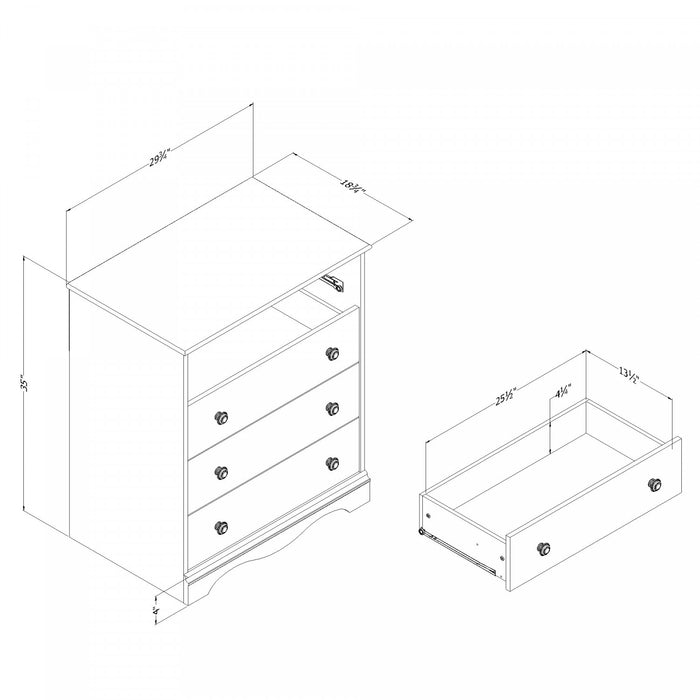 Angel Commode 4 Tiroirs - Blanc Solide