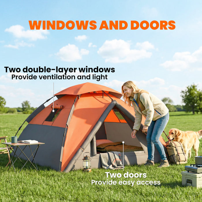 Tente de camping pop-up Outsunny, avec sac de transport, 3000 mm etanche
