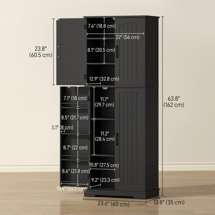 HOMCOM Armoire de rangement, 64 po, avec etageres reglables, noir