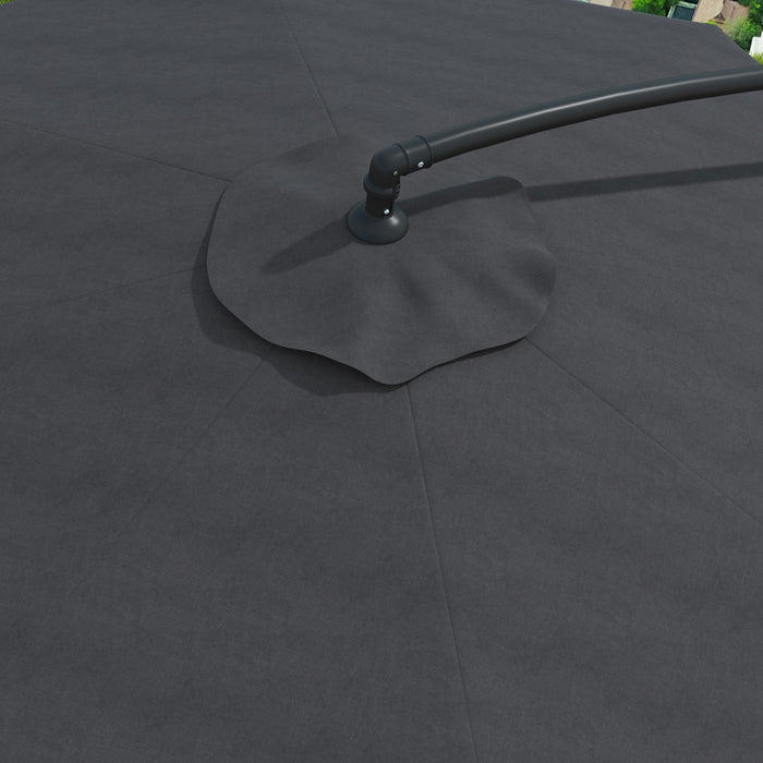 Outsunny Parasol De Terrasse 11pi Suspendu Base Croisee Et 8 Baleines, Noir