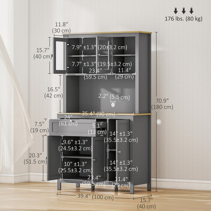 HOMCOM Armoire de garde-manger de cuisine de 71 po avec etageres reglables