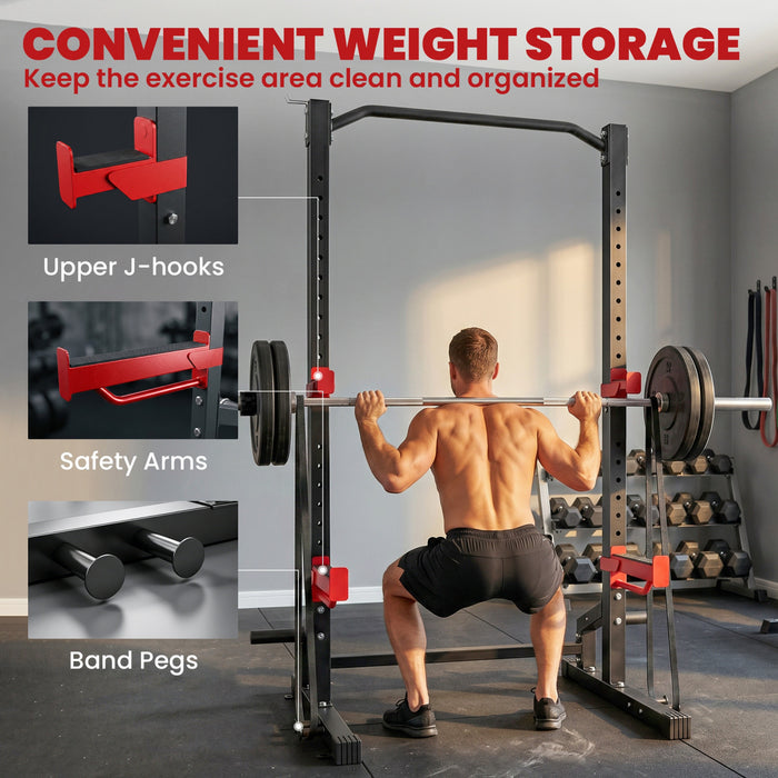 Soozier Rack a Squat 500 kg avec Barre de Traction