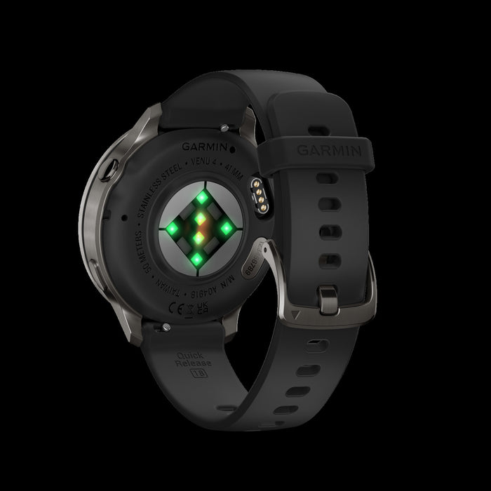 Montre connectee Garmin Venu 4 41mm Slate Black GPS - Vetements d'entrainement, frequence cardiaque, suivi du stress, suggestions d'entrainement, preparation a l'entrainement, sessions mixtes
