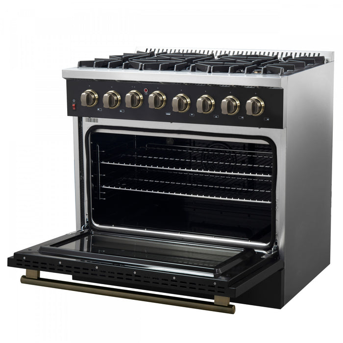 Cuisiniere a double combustible Galiano de 36 po, noire, 5,36 pi³ - FFSGS6156-36BLK
