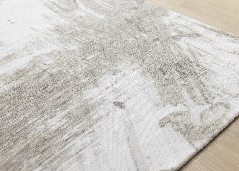 Carpette douce Kylie crème et taupe à motif de coups de pinceau - 7 pi 10 po x 10 pi 10 po