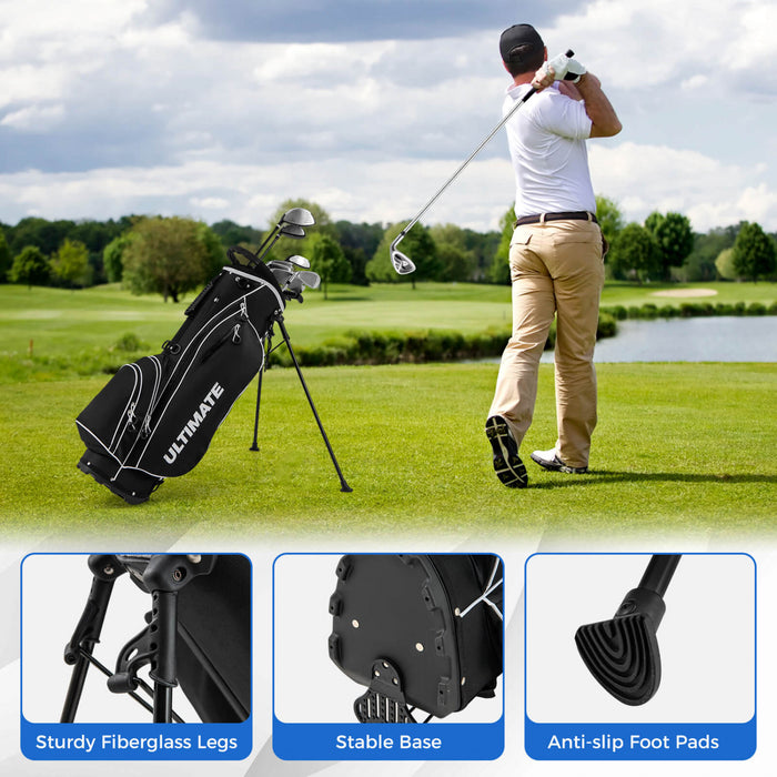 Ensemble Complet De 10 Clubs De Golf De Marque Costway Pour Hommes Avec Driver En Alliage Noir