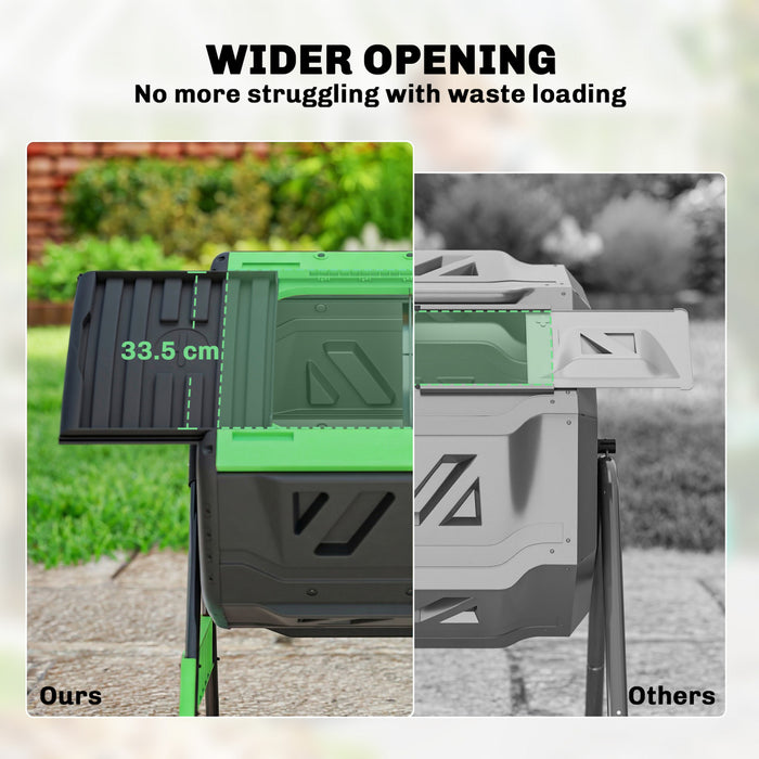 Outsunny Bac a compost exterieur, 200 L a double compartiment rotatif, vert