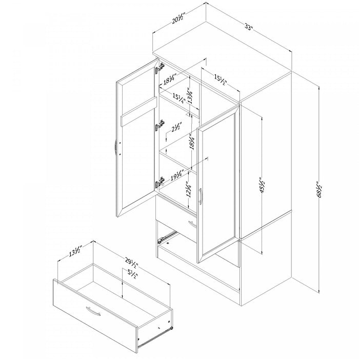 Acapella Armoire penderie Noir solide, de Meubles South Shore