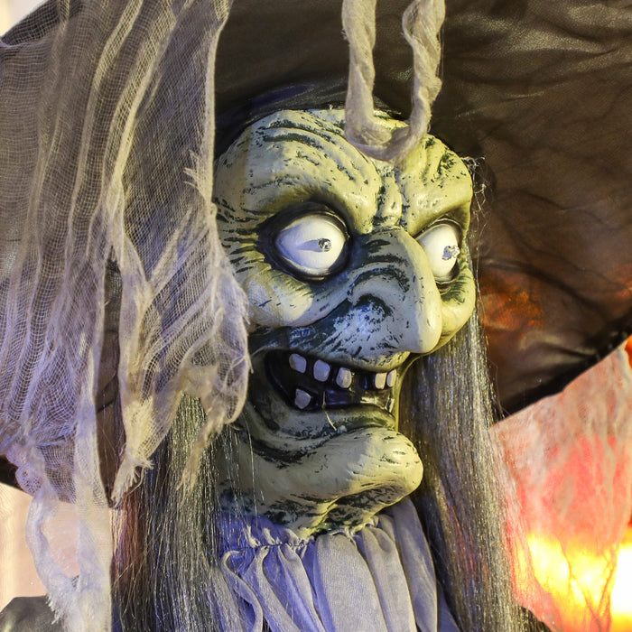 Outsunny Decoration D'halloween Animee, Sorciere Animatronique, Noir