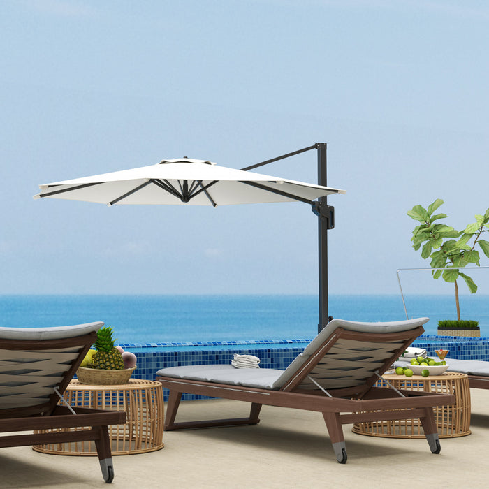 Outsunny Parasol De Terrasse Deporte De 10 Pi, Rotation A 360°, Blanc Creme