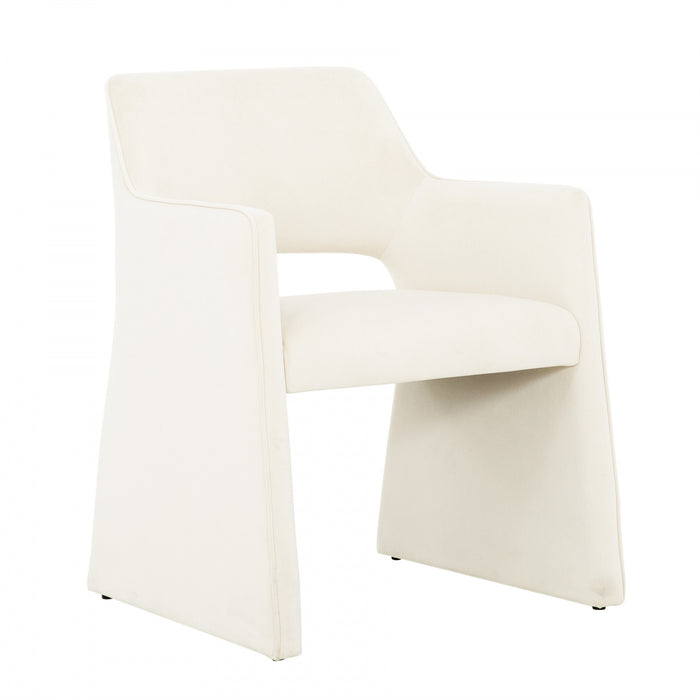 Chaise d'appoint de salle a manger Kendrick rembourree en velours ivoire (ens. de 2)