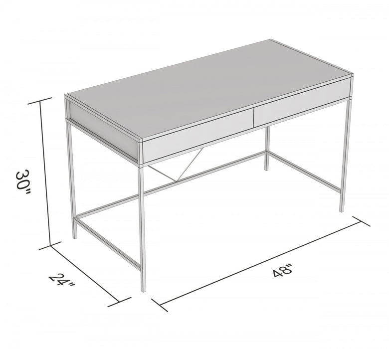 Bureau d’ordinateur de 49 po avec 2 tiroirs - bois gris avec métal noir