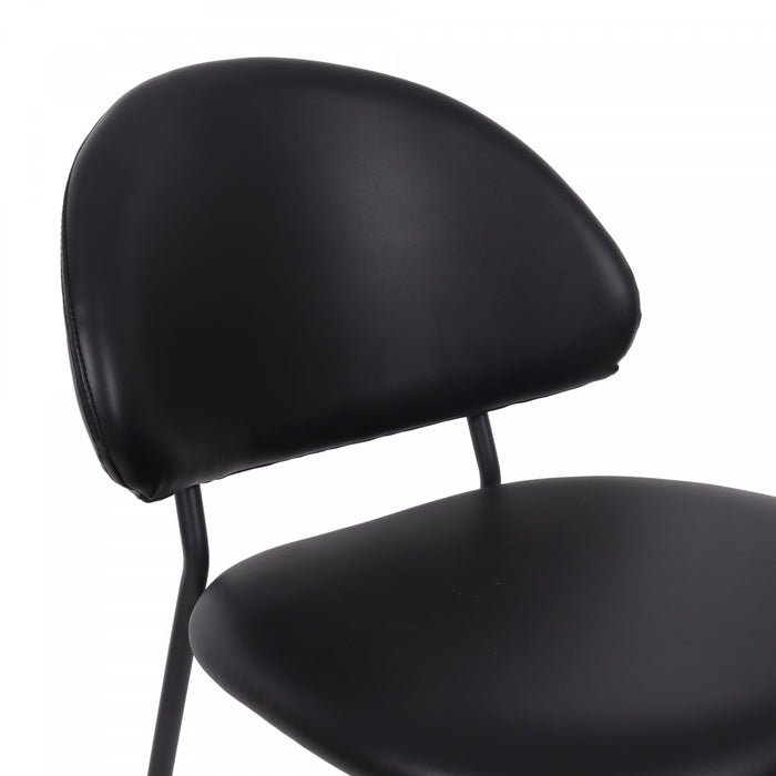 Chaise laterale contemporaine moderne en cuir vegetalien et metal Haven, noire - Lot de 4