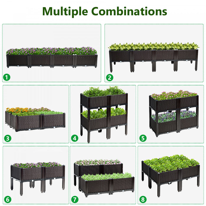 Lot De 4 Jardinieres Sur Pieds Costway