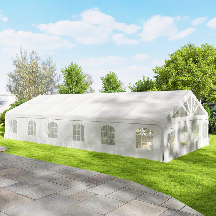 Outsunny Tente de Reception 6 x 12 m avec 2 Portes et 20 Fenetres, Robuste et Spacieuse