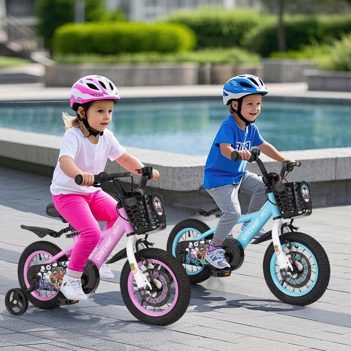 Costway 12\" Velo Pour Enfants Pour 3-4 Avec Guidon Reglable En Hauteur Et Frein A Main En Selle Violet