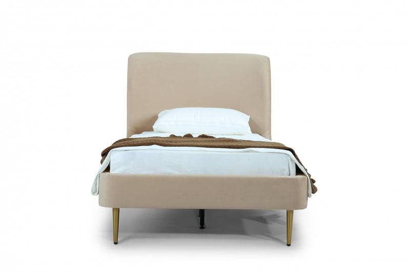 Lit jumeau Heather style milieu du siecle moderne, tapisse de velours, or et beige