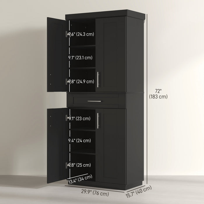 HOMCOM Garde-manger de cuisine moderne avec etageres, noir