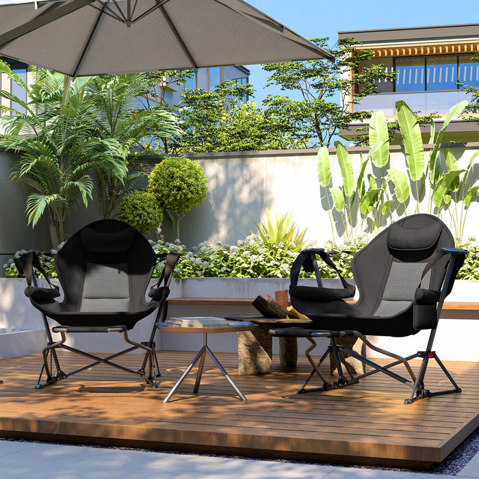 Outsunny Ensemble De 2 Chaises De Camping Hamac Avec Dossier Reglable