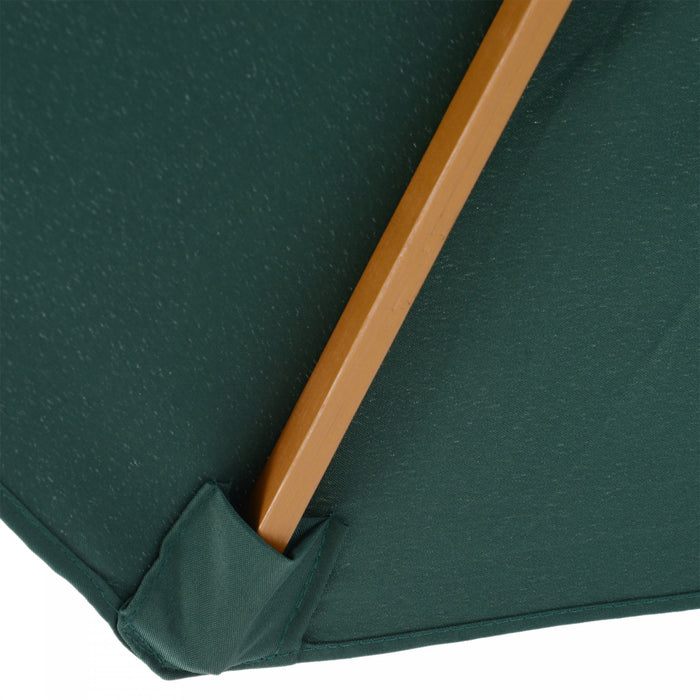 Outsunny Parasol De Terrasse En Bois De 3 M Mecanisme De Poulie, Vert Fonce