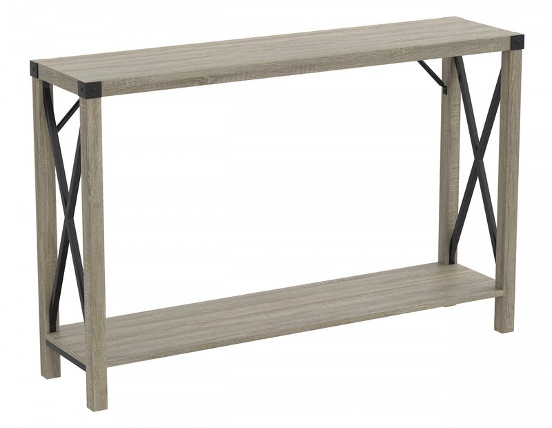 Console de 46 po avec 1 tablette - taupe foncé avec métal noir