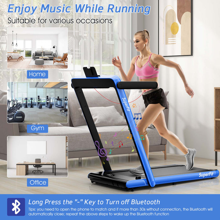 Tapis De Course Pliable 2 En 1superfit – Moteur 2,25 Cv – Double Ecran – Haut-parleur Bluetooth