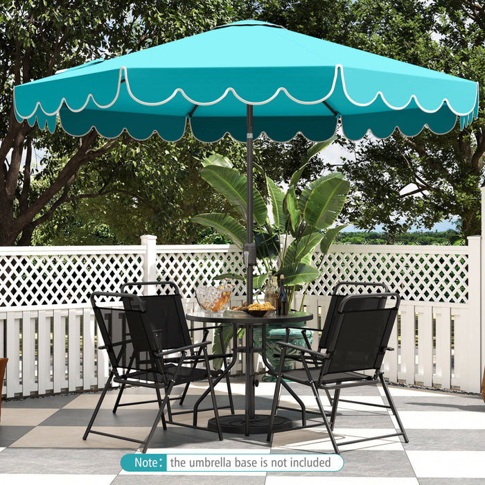 Parasol de patio Costway 10 FT avec reglage d'inclinaison a manivelle, bordures, haut ventile, 8 baleines, bleu